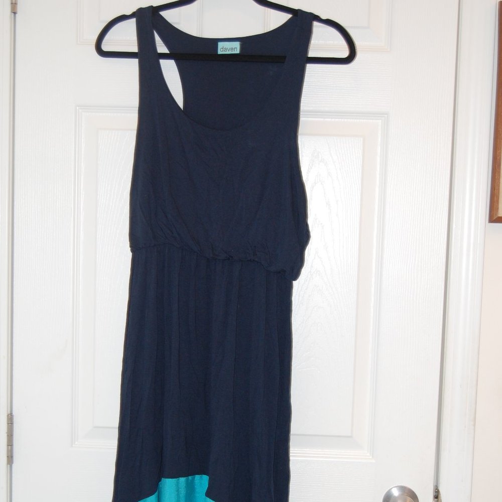DAVEN  Women's Sleeveless 2 Tone  Dark Blue/Turquoise Blue  Size Large